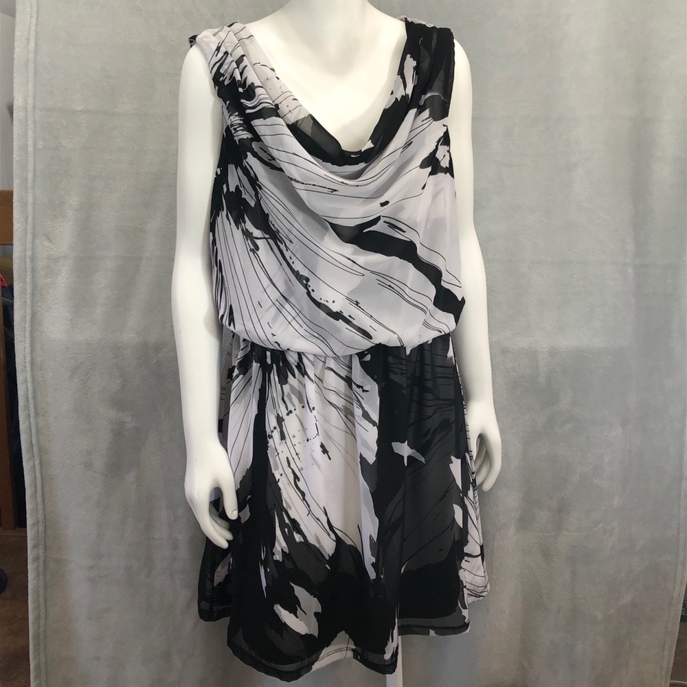 Express Cowl Neck Sleeveless Abstract Dress